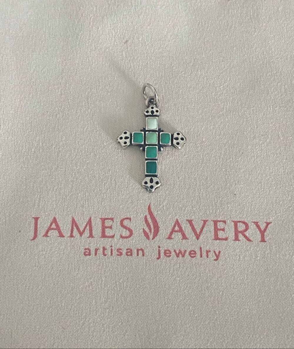 NWT James Avery Retired Enamel Mosaic Tile Cross Pendant